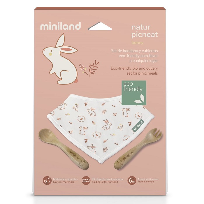 SET BANDANA+CUBIERTOS ECO NATUR PICNEAT BUNNY