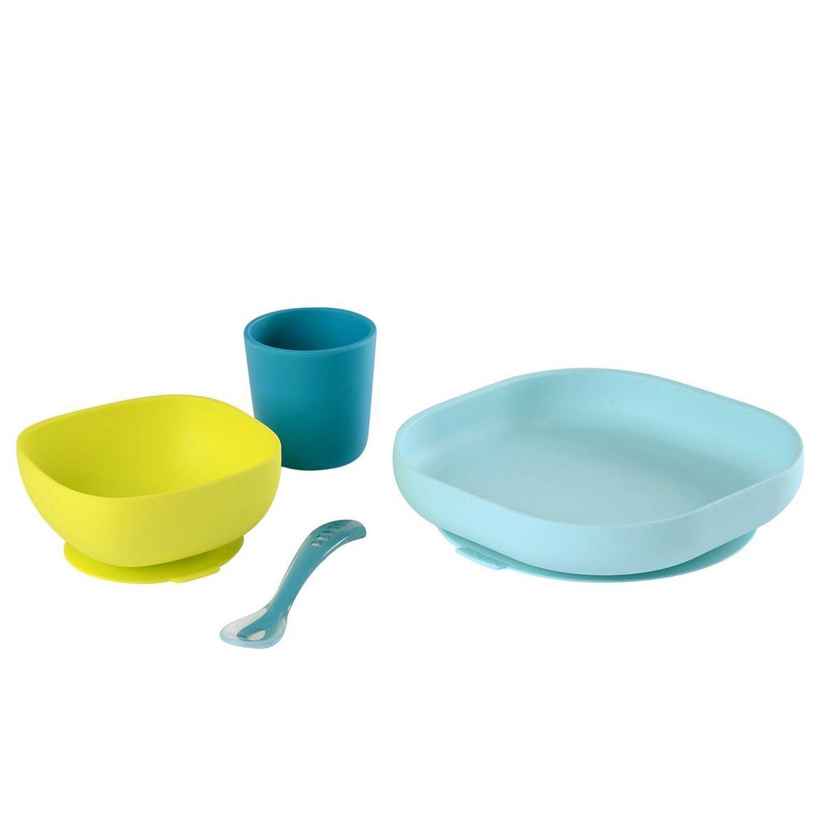 SET VAJILLA SILICONA 4 PZAS AZUL