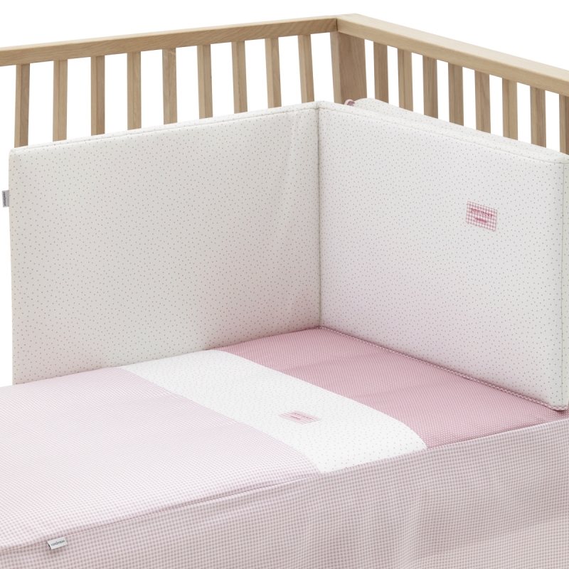 COLCHA+PROTECTOR CUNA 60 VICHY ROSA