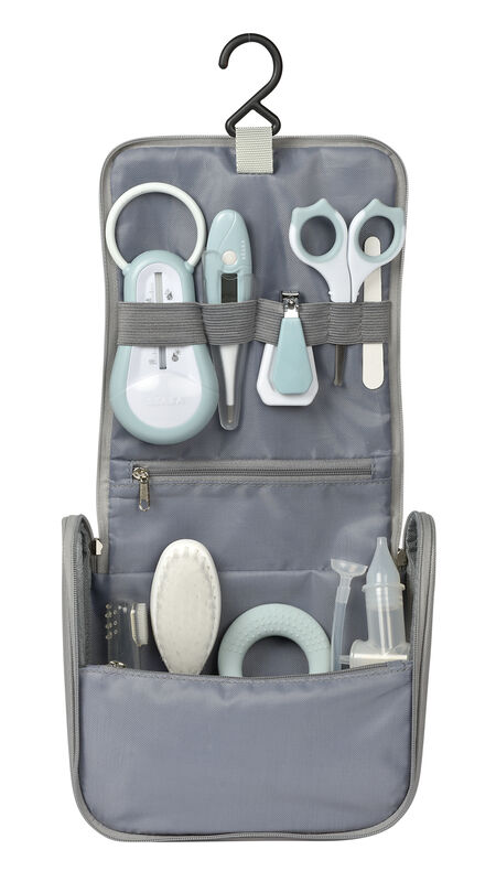 ESTUCHE ASEO NOMADA 9 PIEZAS GRIS/AZUL