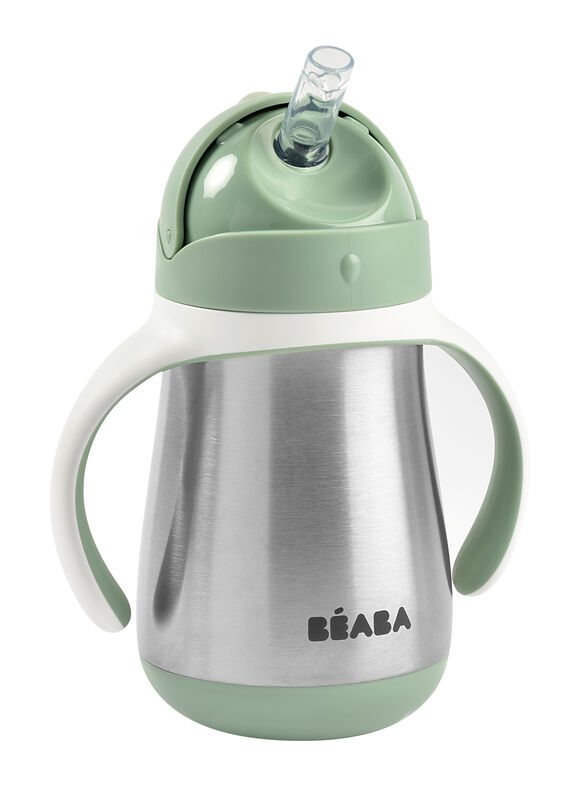 TAZA INOX 250ML C/CAÑITA C/ASAS VERDE SAGE