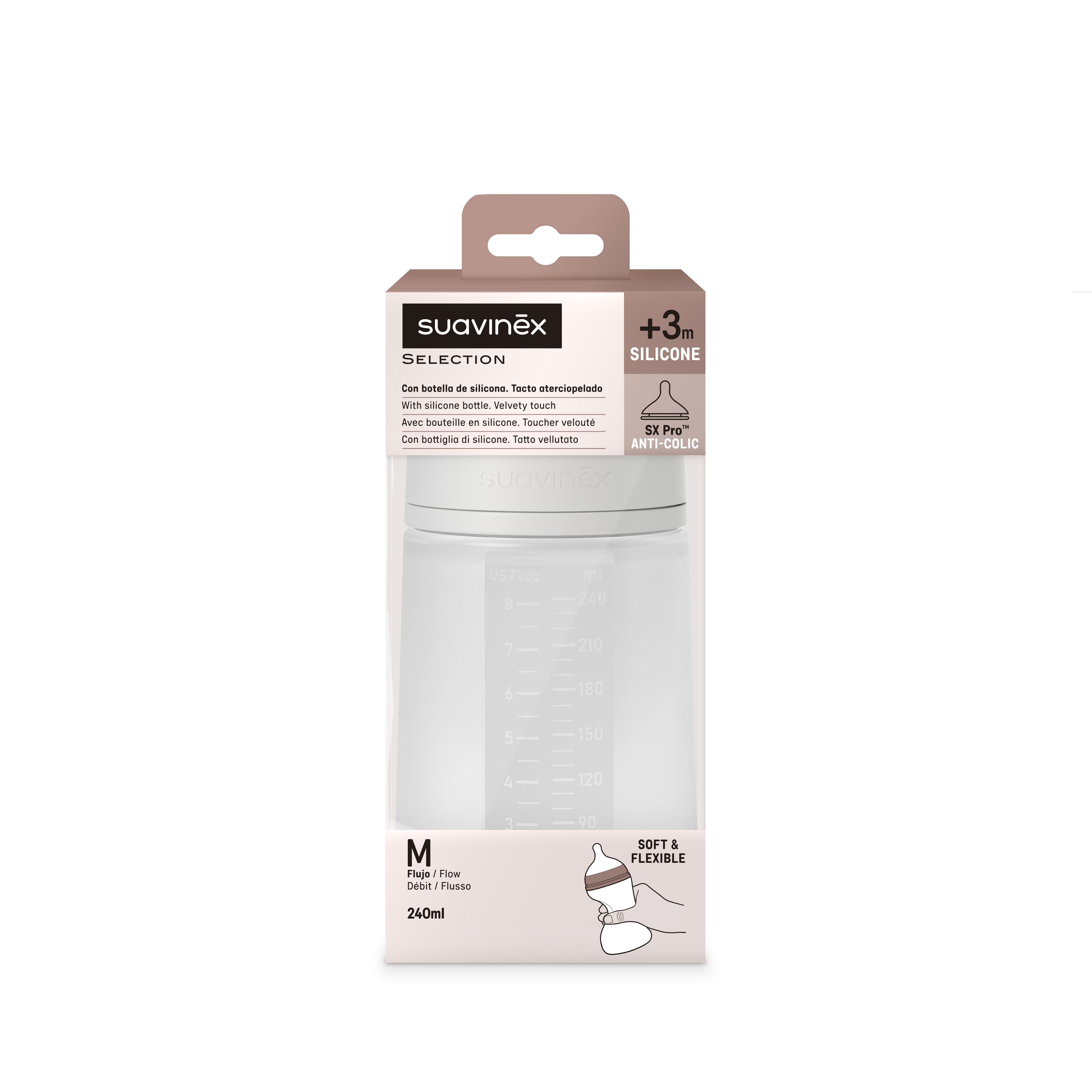 BIBERON SILICONA 240ML FISIOLOGICA SX PRO FM GRIS I3