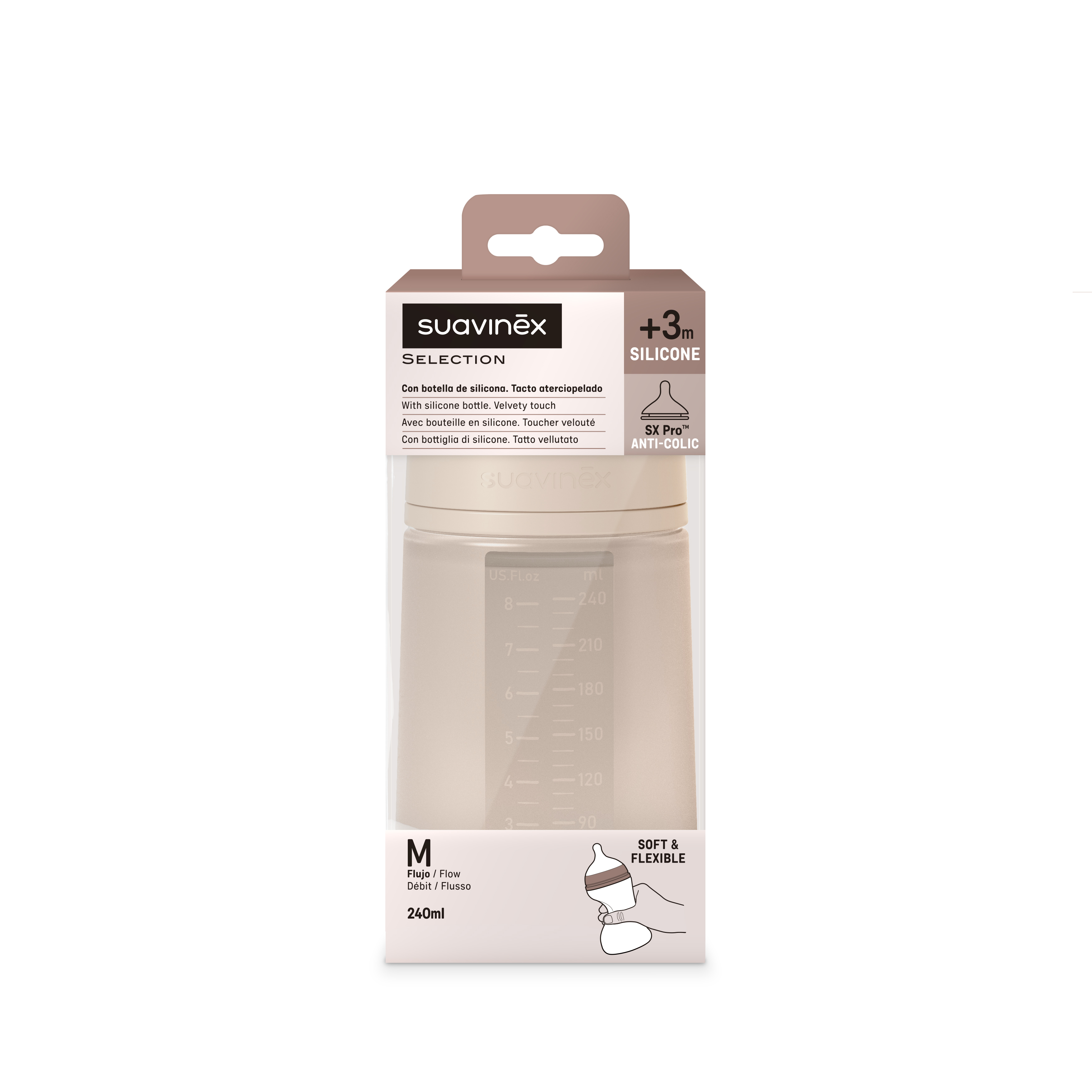 BIBERON SILICONA 240ML FISIOLOGICA SX PRO FM NUDE I3