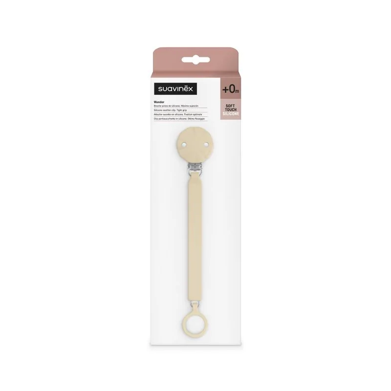CADENA DE CHUPETE C/BROCHE SILICONA WONDER SOFT COLOR WHITE CAP GREY