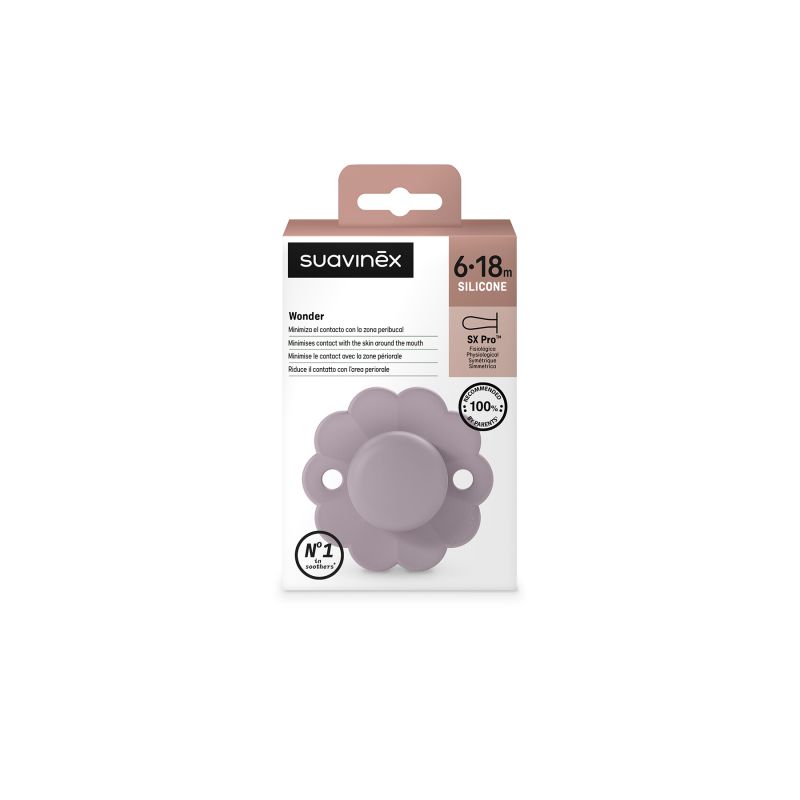CHUPETE WONDER SX PRO SILICONA 6-18M Intense  Colors MIST LAVENDER