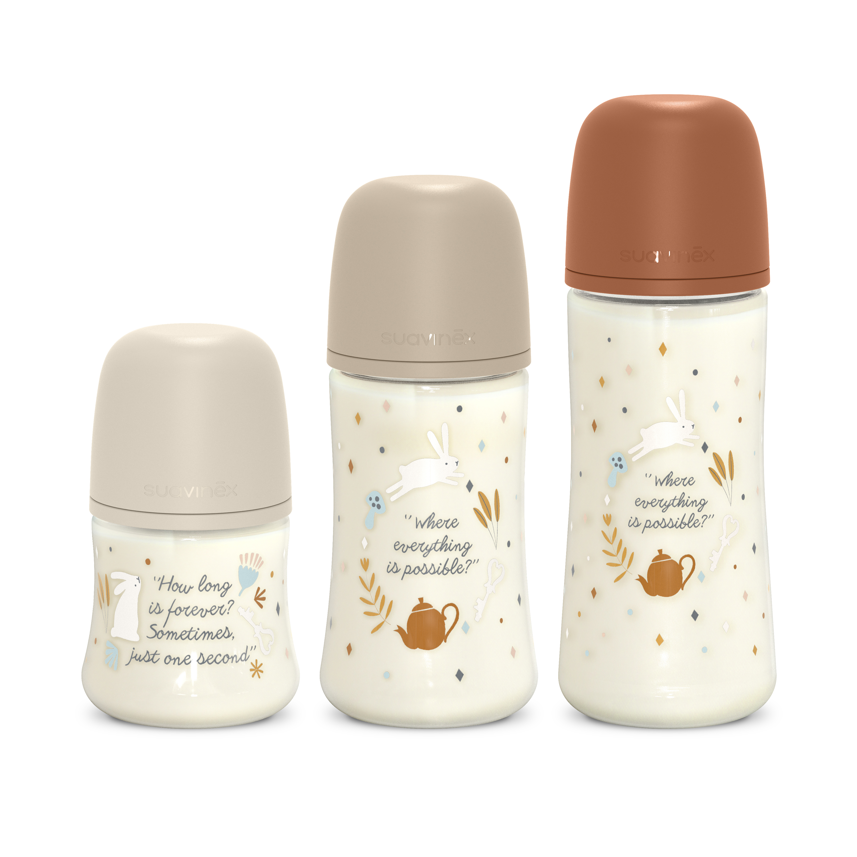 BIBERÓN Poliamida 150ML WONDERLAND FRASE BEIGE  