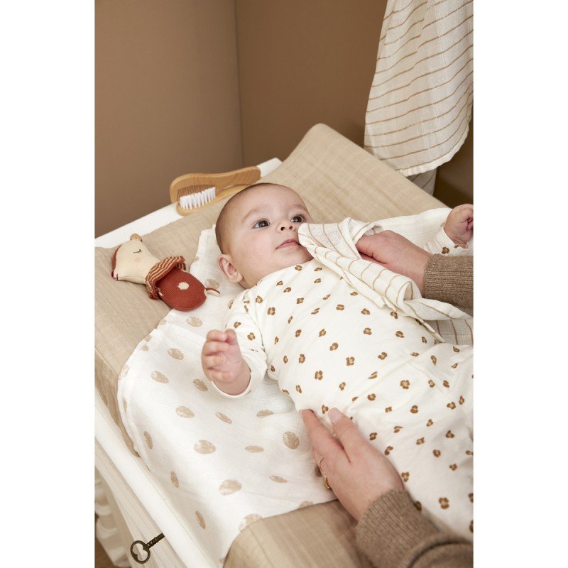 MUSELINA MEDIANA PACK 3 UNDS - 70X70CM - DOT STRIPE SAND