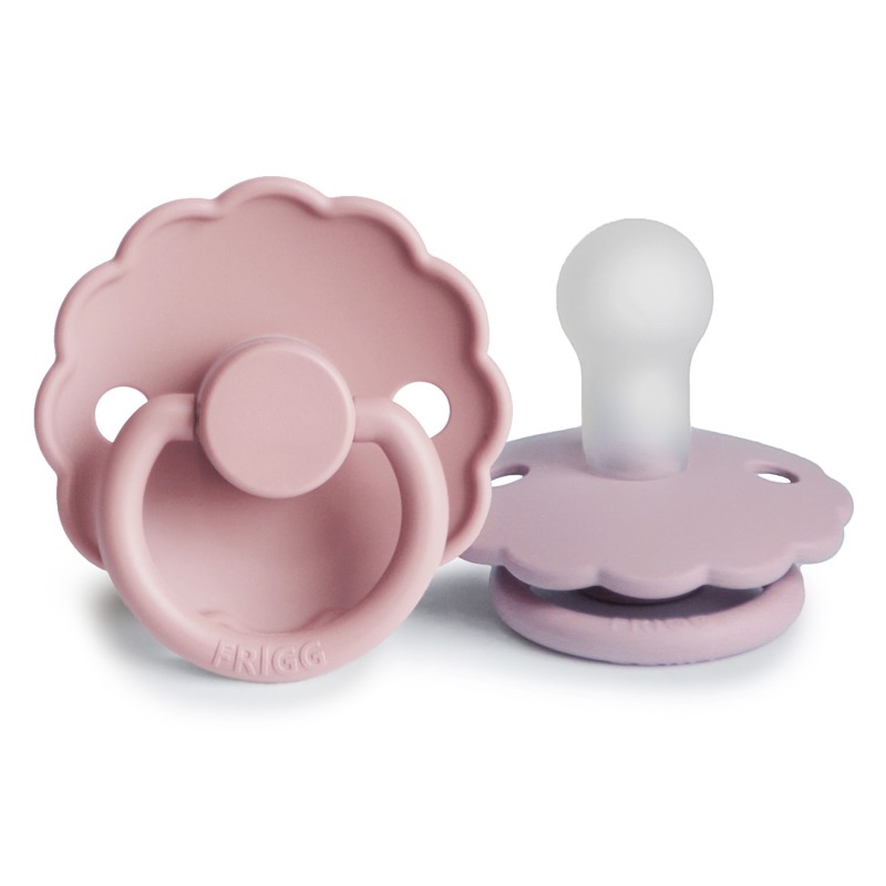 Pack 2 Chupetes FRIGG Block Silicona DAISY 0-6m Pink/S.Lilac