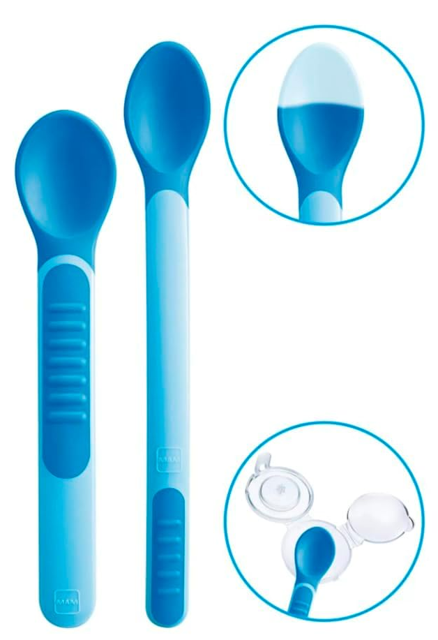 MAM CUCHARA SENSOR CALOR+FUNDA azul