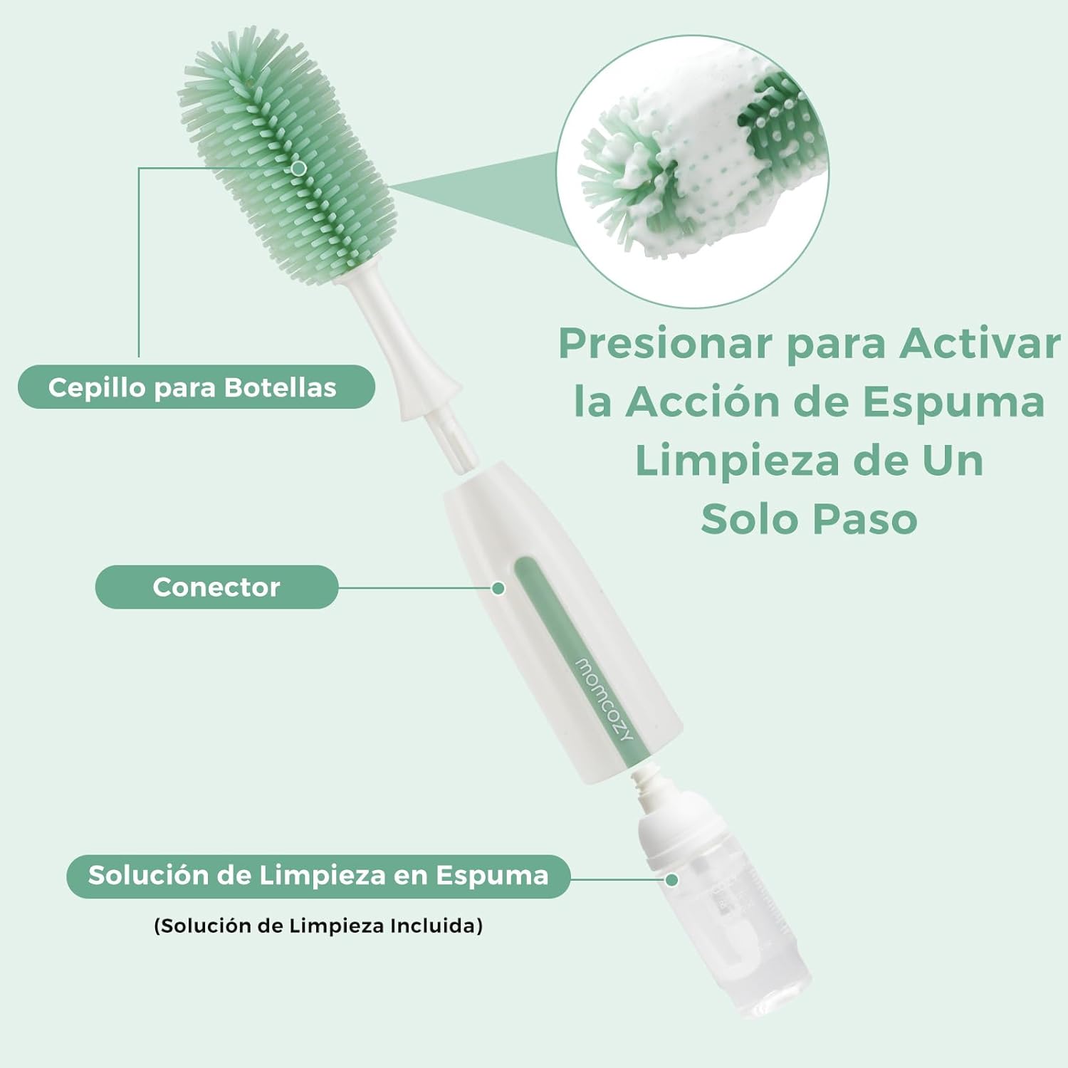 MOMCOZY JGO.CEPILLOS LIMP-BIB.PRESION LS002 UNICO VERDE
