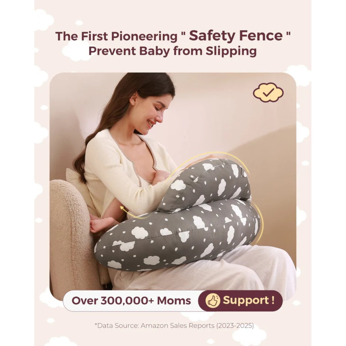 MOMCOZY ALMOHADA LACTANCIA FORMA U NP001 46x46x15 CM GRIS