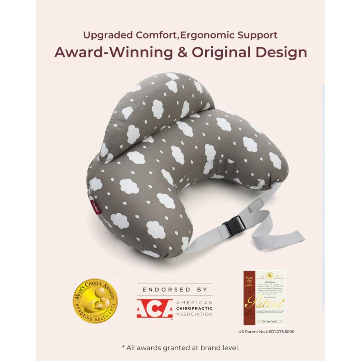 MOMCOZY ALMOHADA LACTANCIA FORMA U NP001 46x46x15 CM GRIS