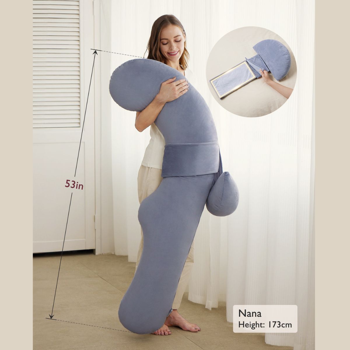 MOMCOZY ALMOHADA DE LACTANCIA FORMA F PP006 35X25X13CM GRIS