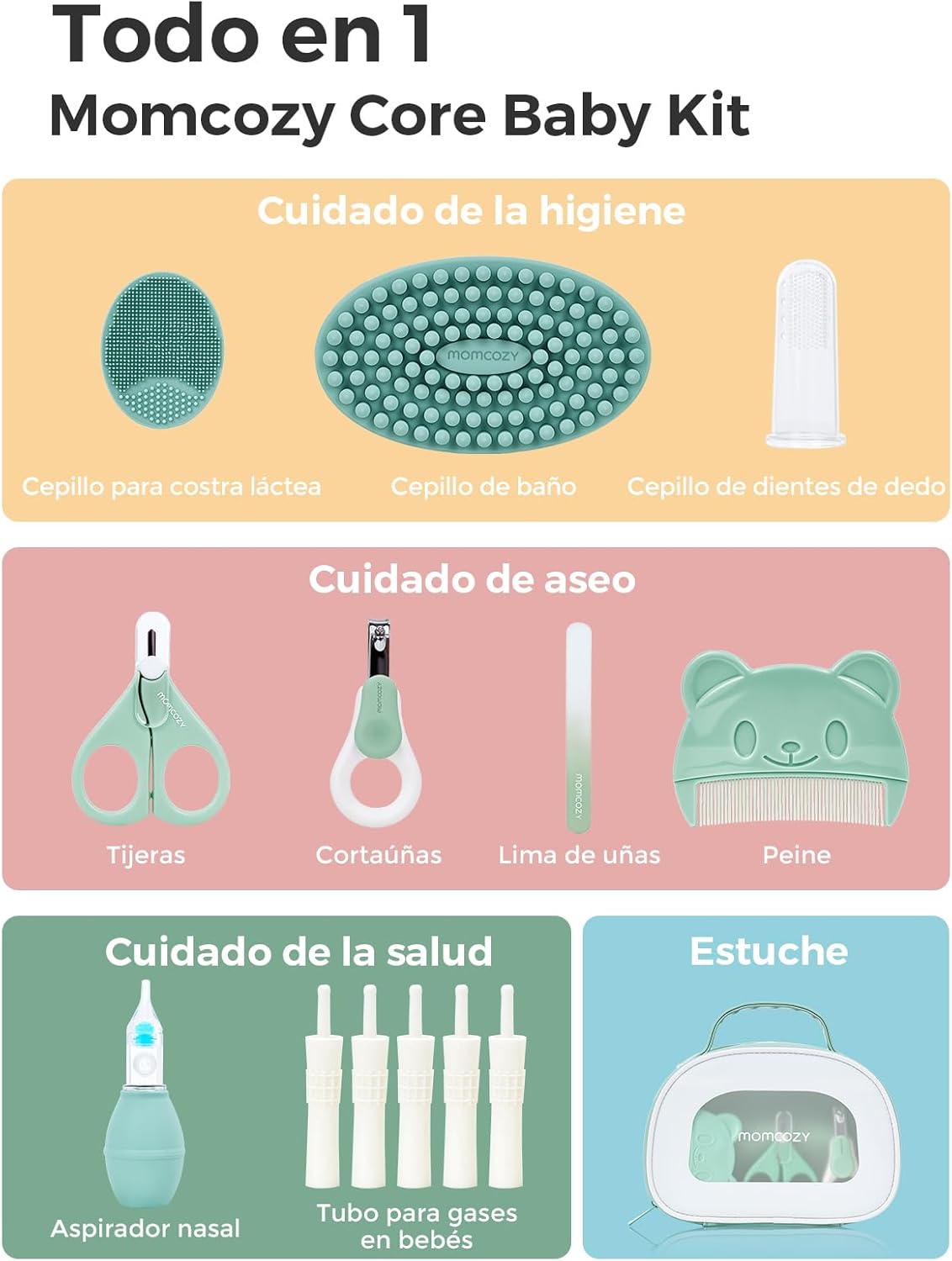MOMCOZY KIT BASICO CUIDADO DEL BEBE CK17 UNICO VERDE