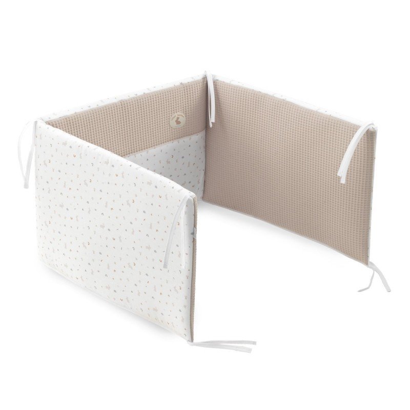 JGO. 2 PCS. FUNDA NORDICA+PROTECTOR  CUNA 70 RABBIT BEIG