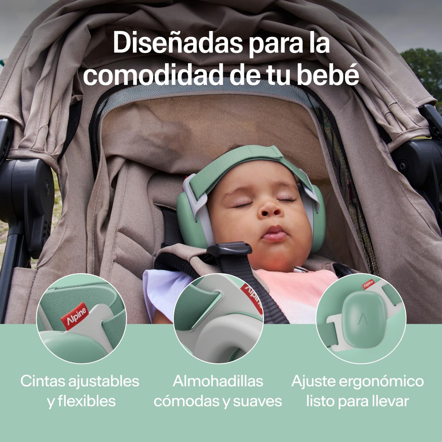 ALPINE AURICULARES ANTIRUIDO MUFFY BABY 0-4 AÑOS GREEN