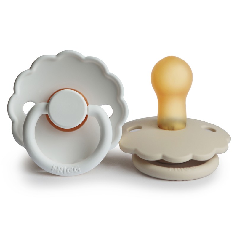 Pack 2 Chupetes FRIGG Block Latex DAISY 0-6m Bright White/Cream