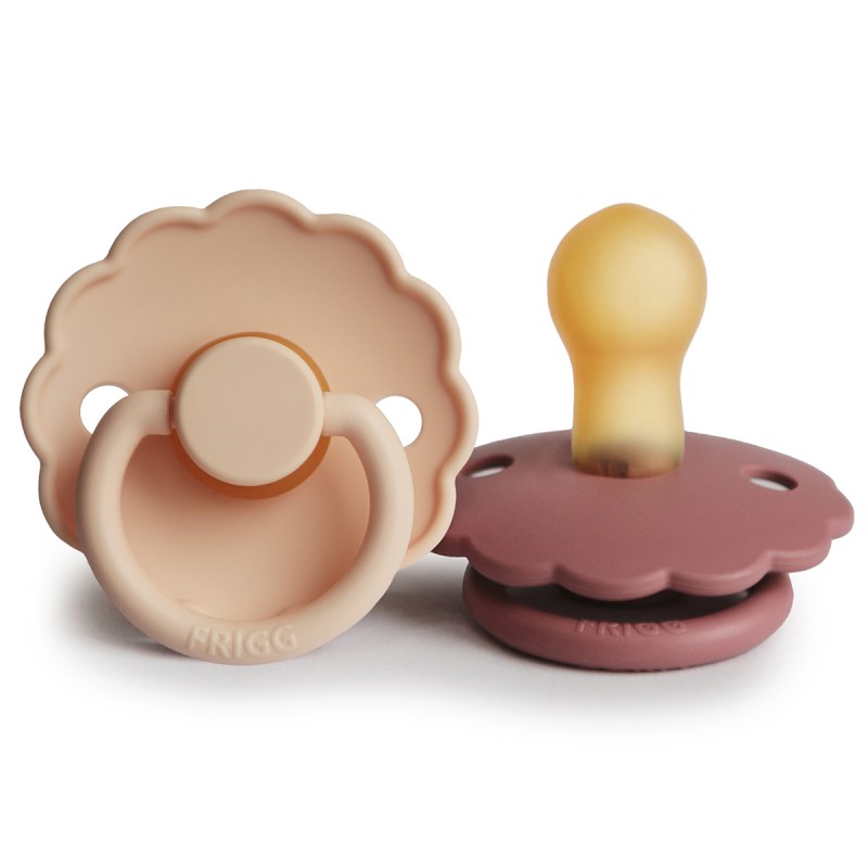 Pack 2 Chupetes FRIGG Block Latex DAISY 0-6m Pink Cream/Powder Blush