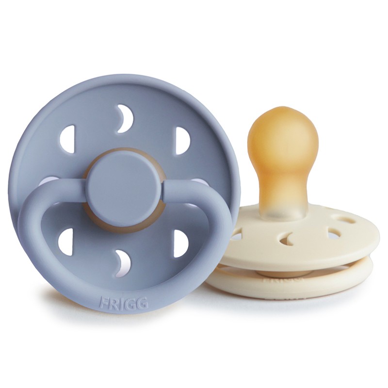 Pack 2 Chupetes FRIGG Block Latex MOON PHASE 0-6m Powder Blue/Cream