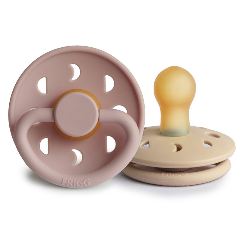Pack 2 Chupetes FRIGG Block Latex MOON PHASE 0-6m Blush/Croissant