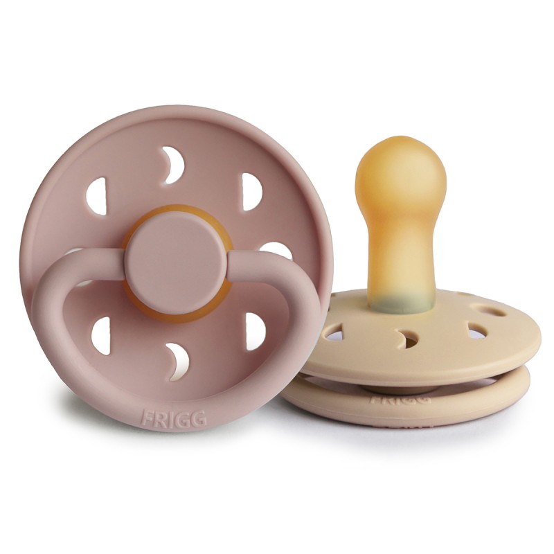 Pack 2 Chupetes FRIGG Block Latex MOON PHASE 6m+ Blush/Croissant