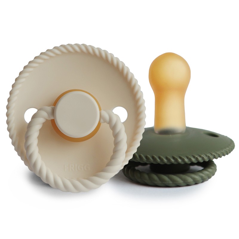 Pack 2 Chupetes FRIGG Block Latex ROPE 6m+ Cream/Olive