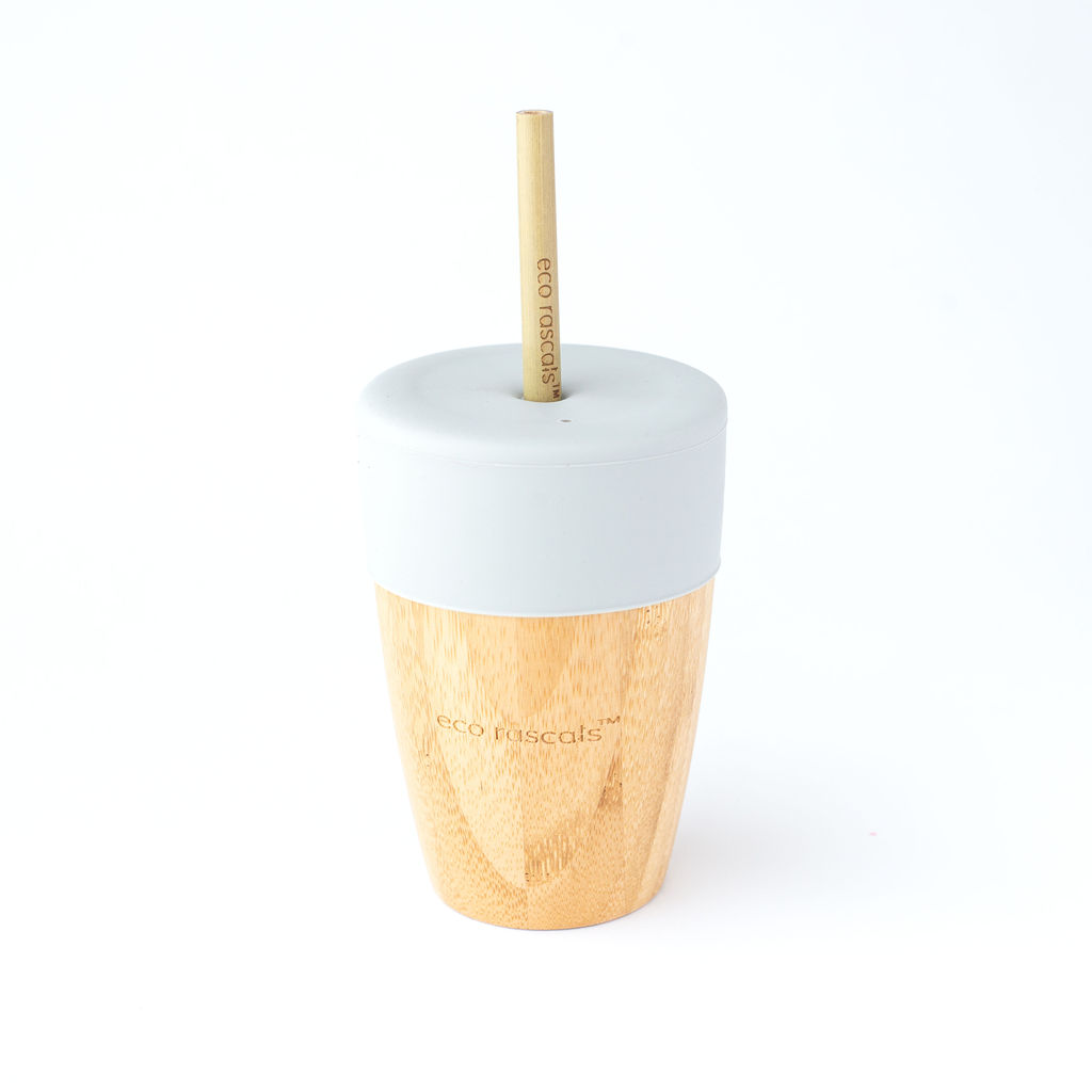 VASO BAMBOO 240ML GRIS ECO RASCALS PAJITA