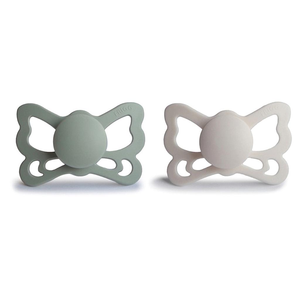 PACK 2 CHUPETES ANAT. SILICONA BUTTERFLY SAGE/SILVER G. 6+