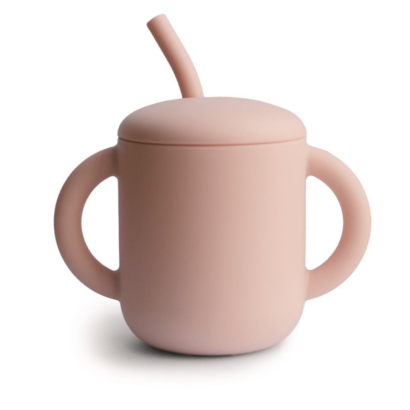 Taza didactica + pajita Silicona SOLID Blush