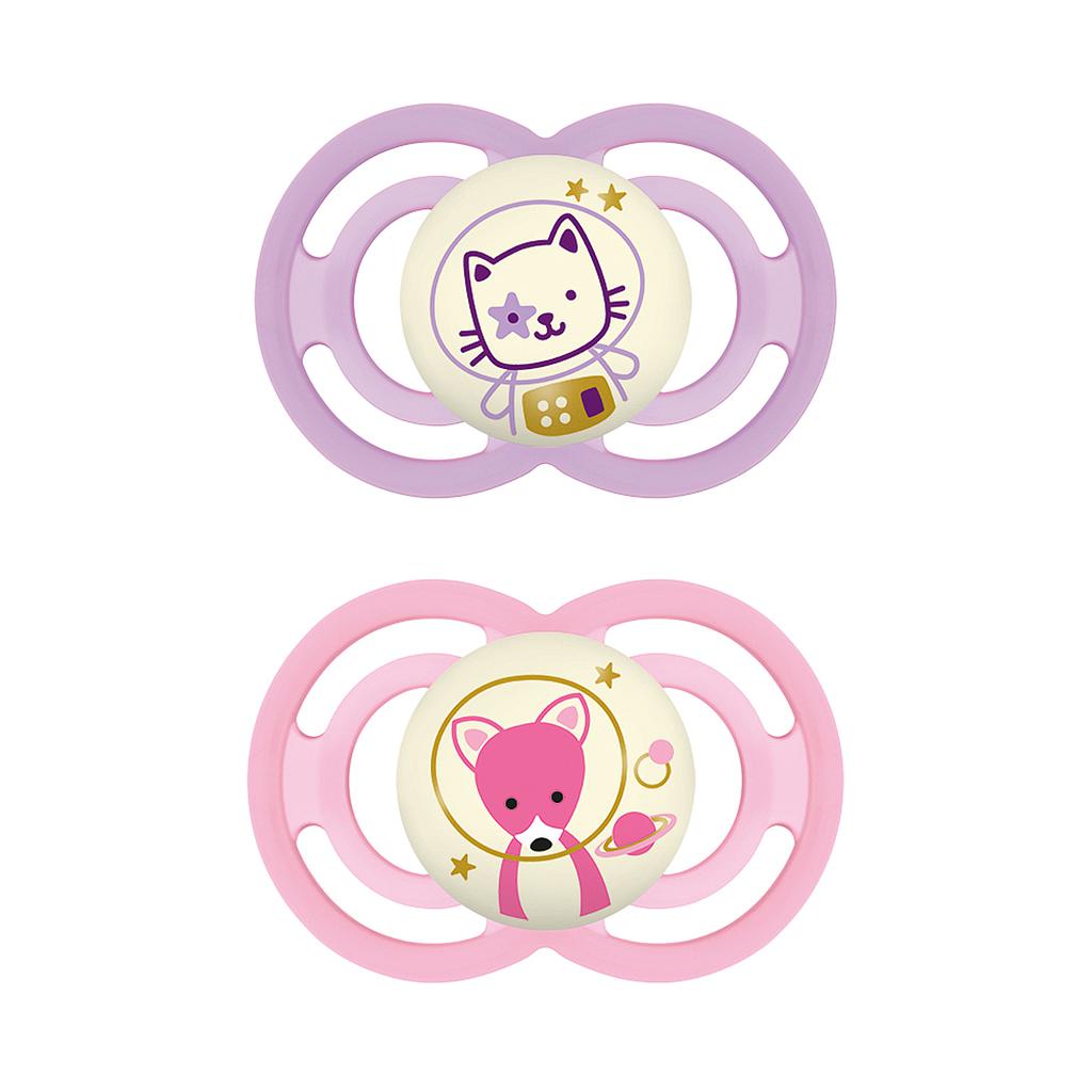 CHUPETE SILICONA PERFECT NIGHT 6M+ ROSA (2 ud)