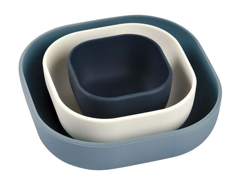 SET DE 3 BOLS DE SILICONA NIGHT BLUE/COTTON/BALTIC BLUE