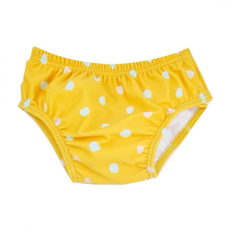 BAÑADOR PAÑAL BTBOX UPF 50+ LUNARES MOSTAZA 6-12 MESES
