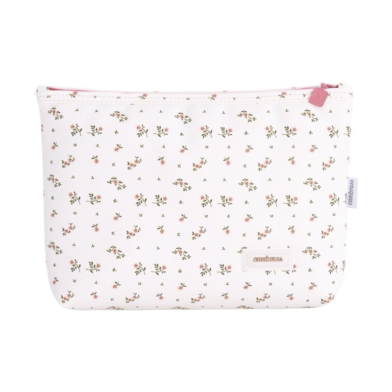 BOLSO ASEO AURA BEIG/FLORES 28X20CM