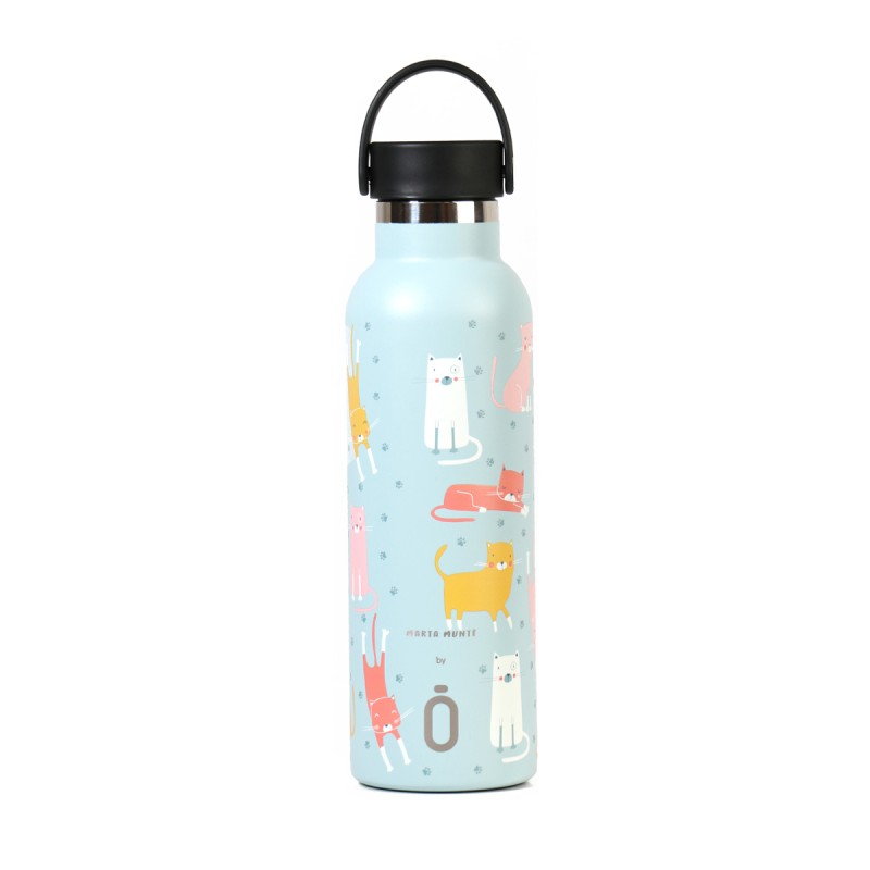 BOTELLA TERMICA RUNBOTT+T.ESTANDAR 600 ML MARTA MUNTÉ CATS AZUL