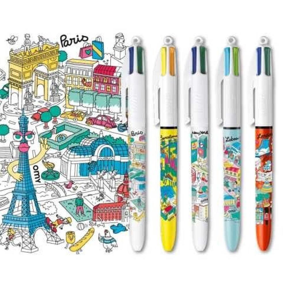 OMY BOLIGRAFOS DE 4 COLORES BIC &amp; OMY CITIES 5 unds