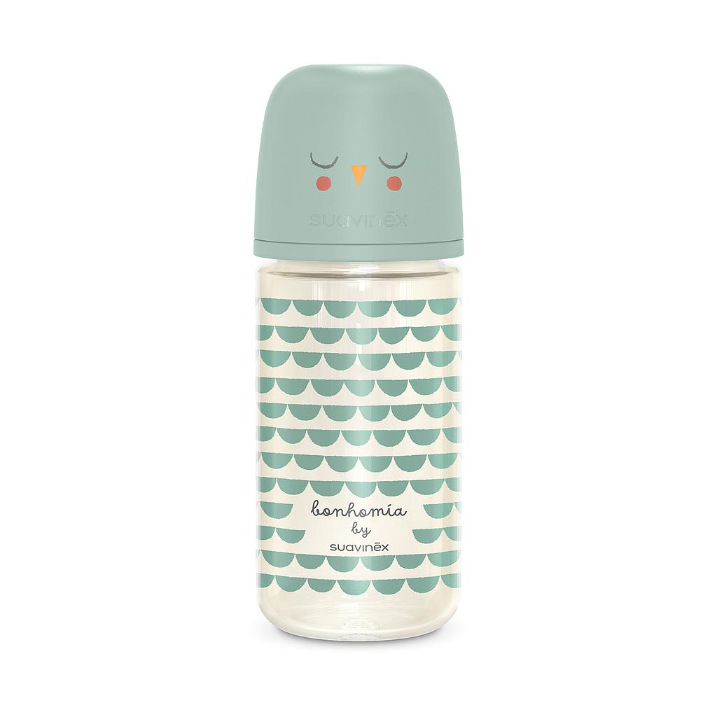 BIBERÓN VIDRIO 240ML BONHOMIA FEATHER VERDE