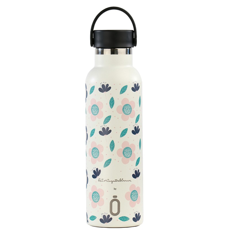 BOTELLA TERMICA RUNBOTT 600ML +TAPON STANDARD TORTUGUITA BCA LLUVIA FLORES