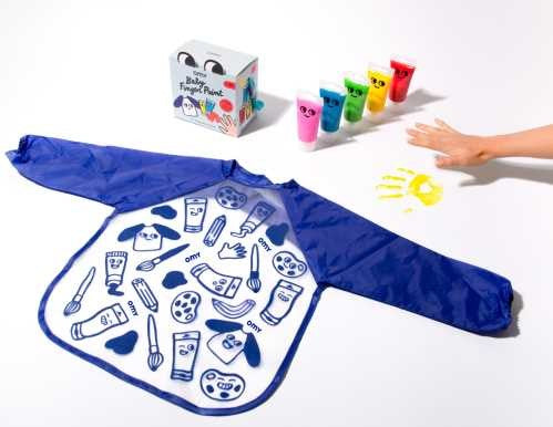 PINTURA PARA DEDOS OMY KIT 5 COLORES+BABERO