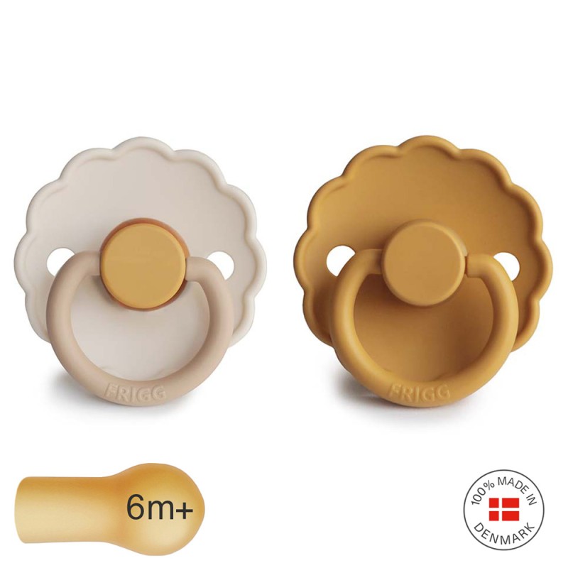 Pack 2 Chupetes FRIGG Block Latex DAISY 6m+ Chamomile/Honey