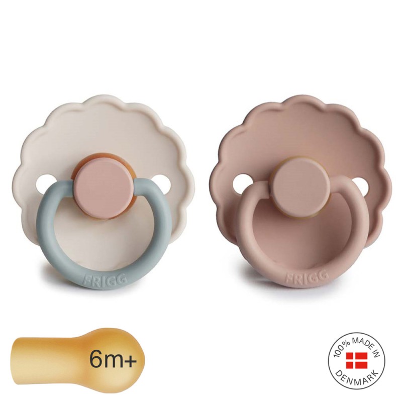 Pack 2 Chupetes FRIGG Block Latex DAISY 6m+ Blush Cotton/Candy