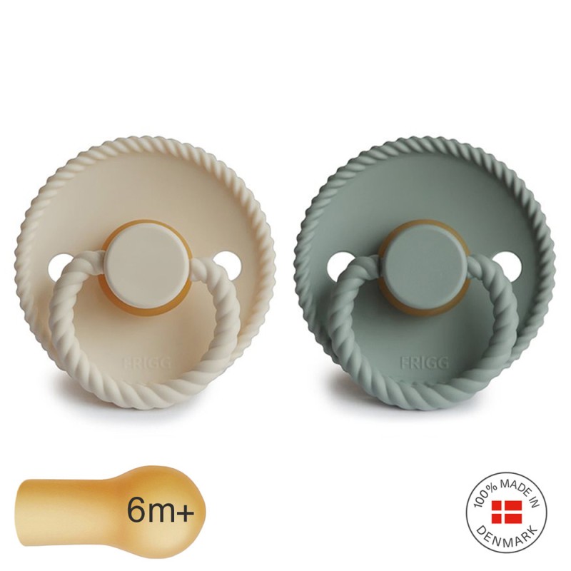 Pack 2 Chupetes FRIGG Block Latex ROPE 6m+ Sage/Cream