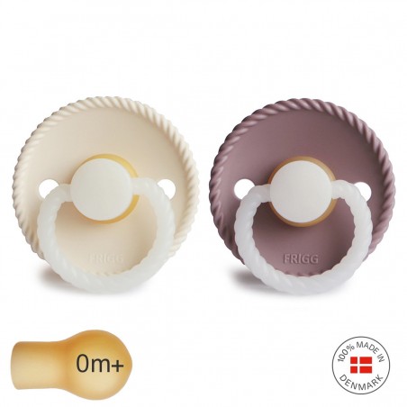 Pack 2 Chupetes FRIGG Block Latex NIGHT ROPE 0m+ Cream/TW.Mauve