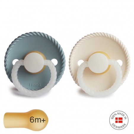 Pack 2 Chupetes FRIGG Block Latex NIGHT ROPE 6m+ ST.Blue/Cream