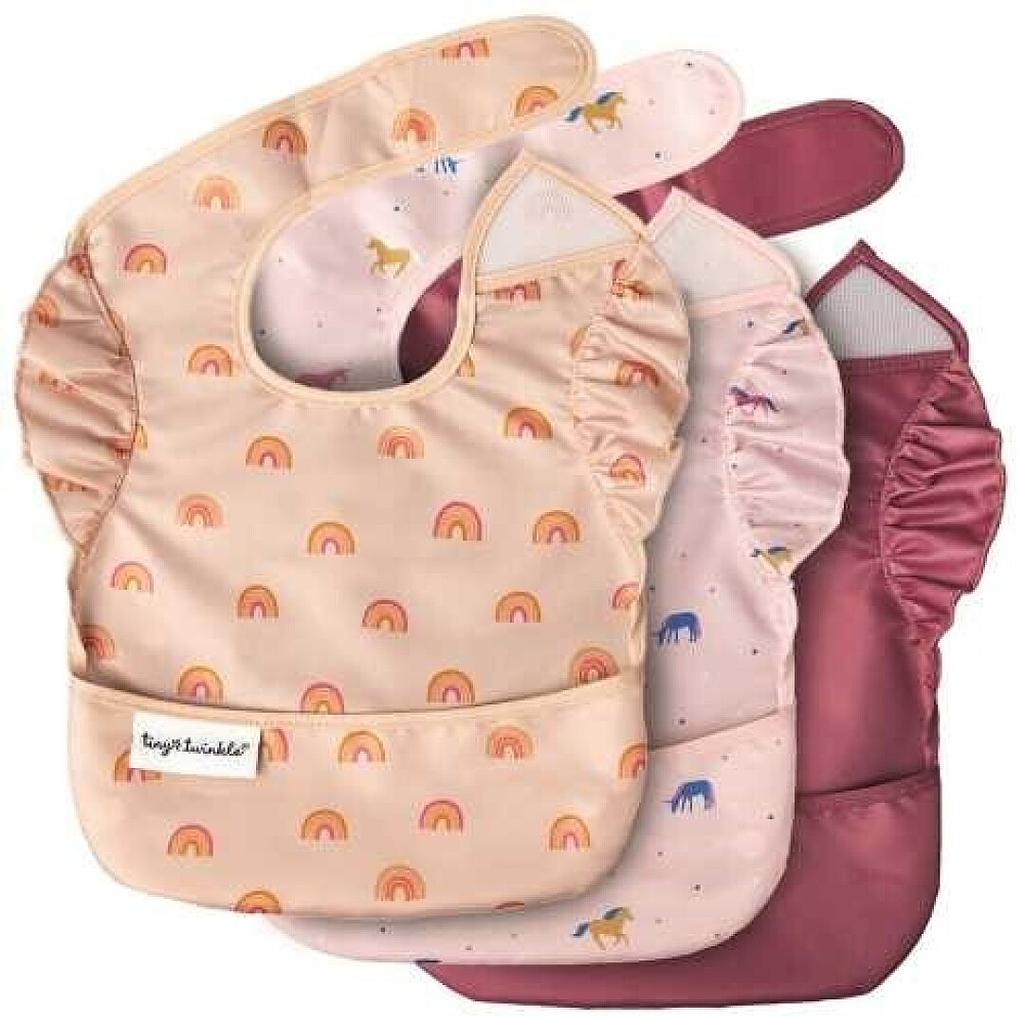 PACK 3 BABEROS UNICORNIO+RAINBOW+BURDEOS 6-24M