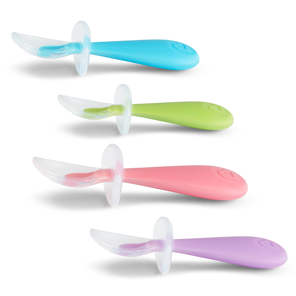 MUNCHKIN Pack 2 cucharas aprendizaje de silicona Gentle  (2 ud.) - Surtido 2 colores