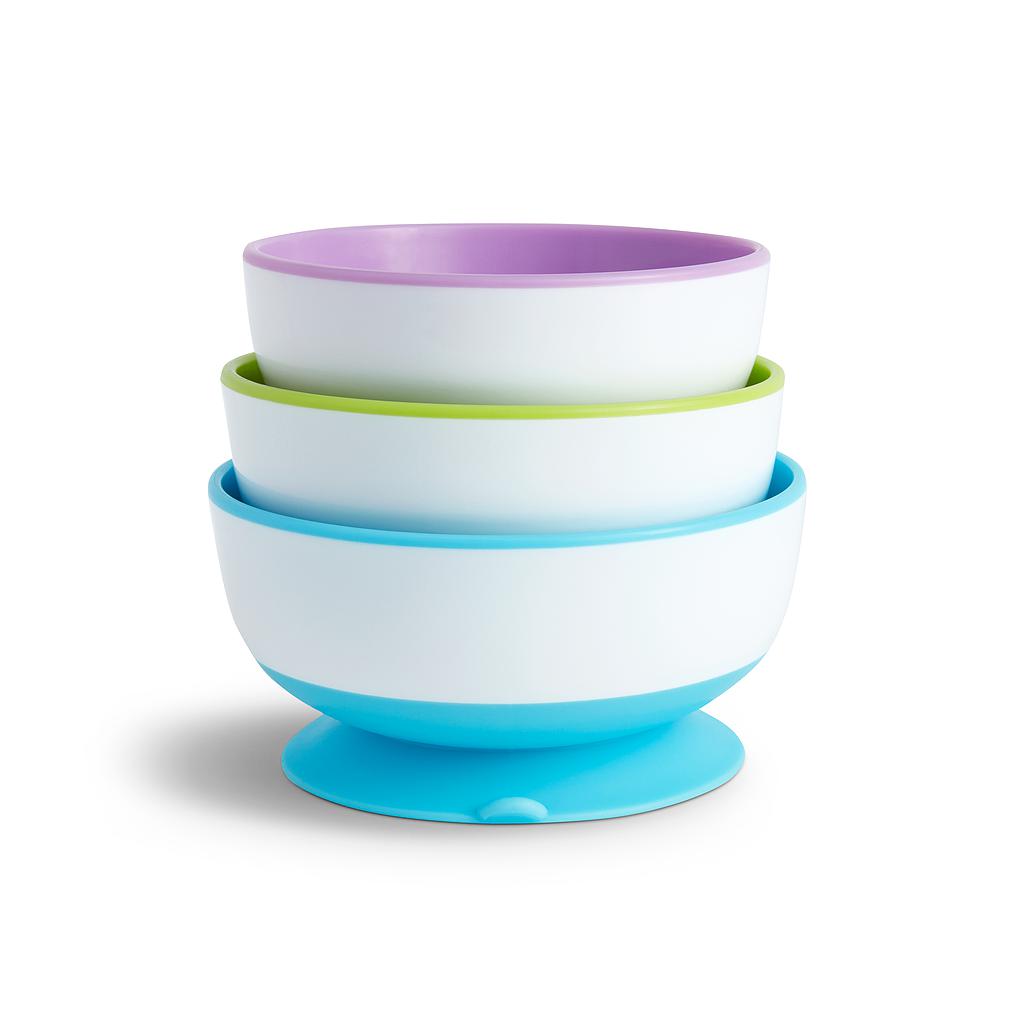 MUNCHKIN Stay put - Pack de 3 cuencos con ventosa