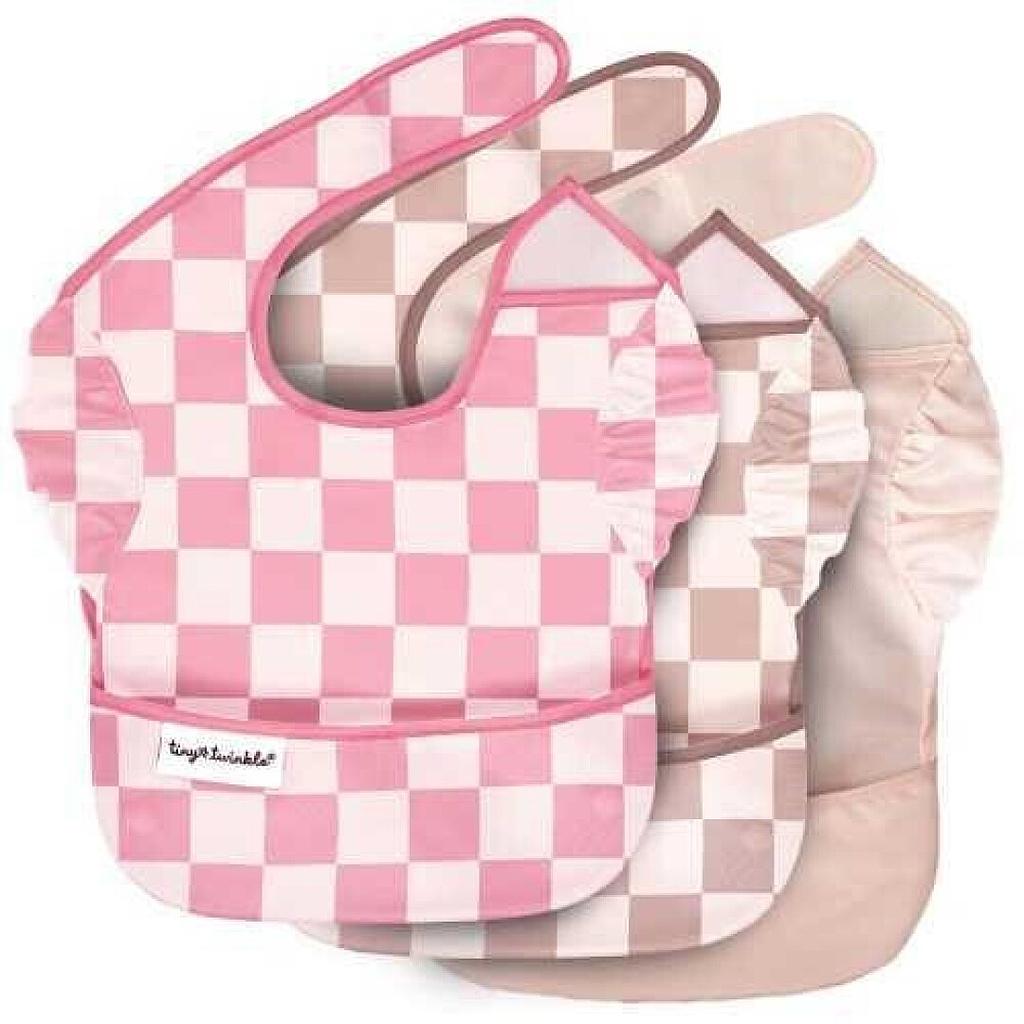 PACK 3 BABEROS ROSA CUADROS-BEIG CUADROS-ROSA 6-24M