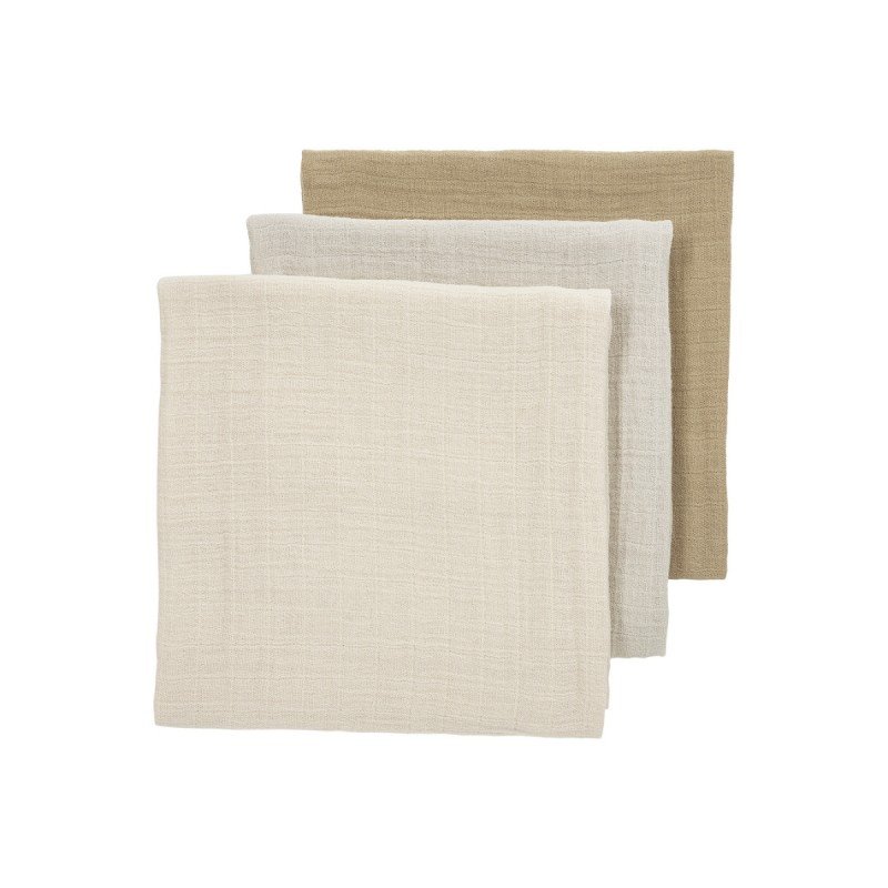 MUSELINA LAVADA MEDIANA PACK 3 UNDS - 70X70CM - UNI SOFT SAND/GREIGE/TAUPE