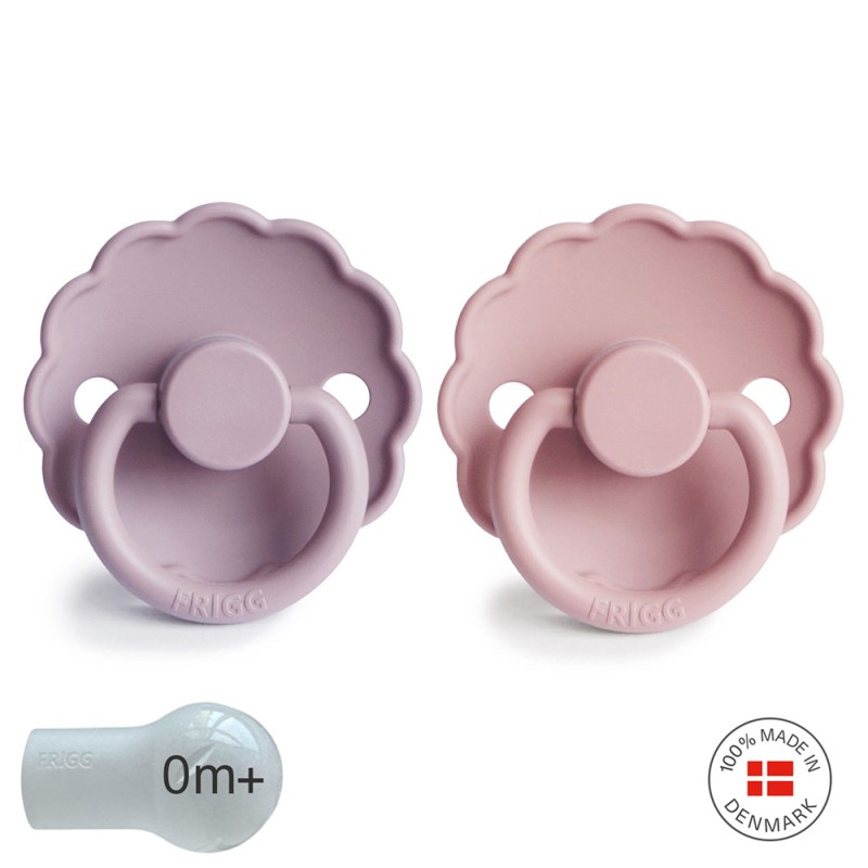 Pack 2 Chupetes FRIGG Block Silicona DAISY 0-6m Pink/S.Lilac