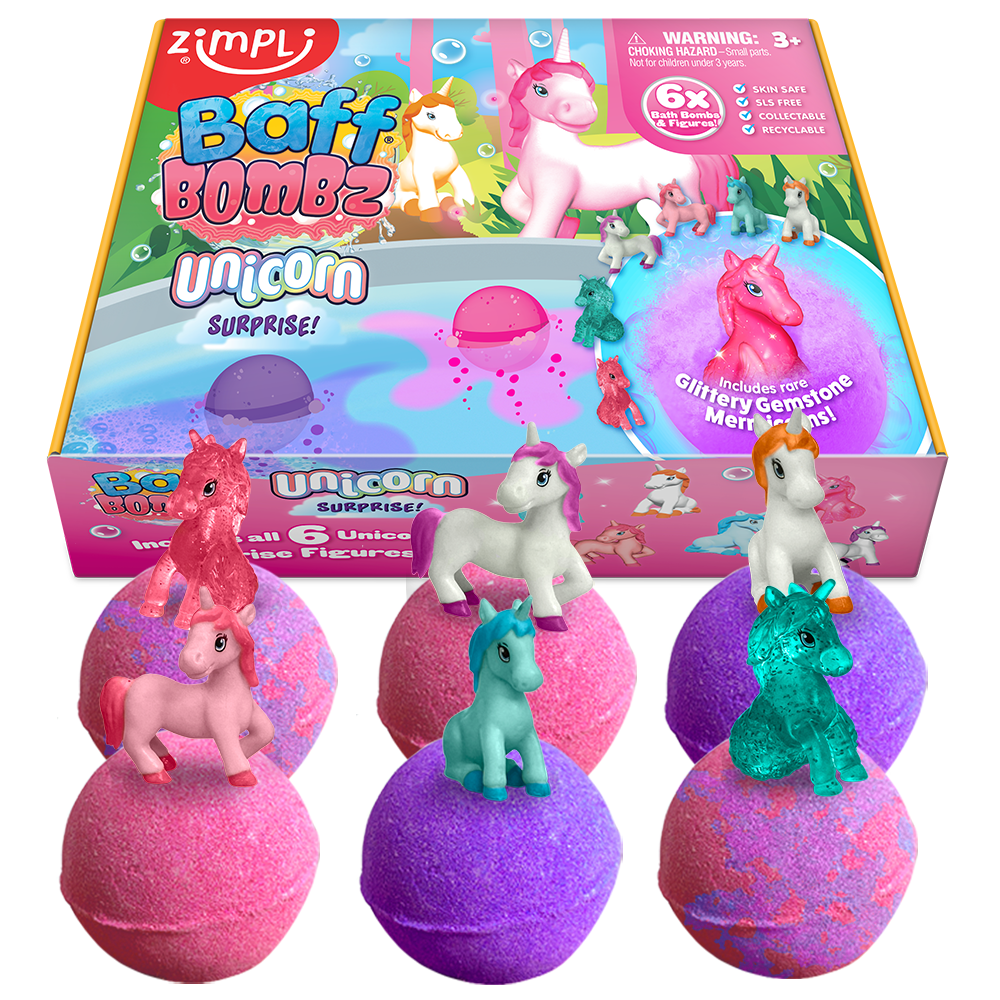 PACK 6 BOMBAS DE BAÑO SURPRISE UNICORNIOS